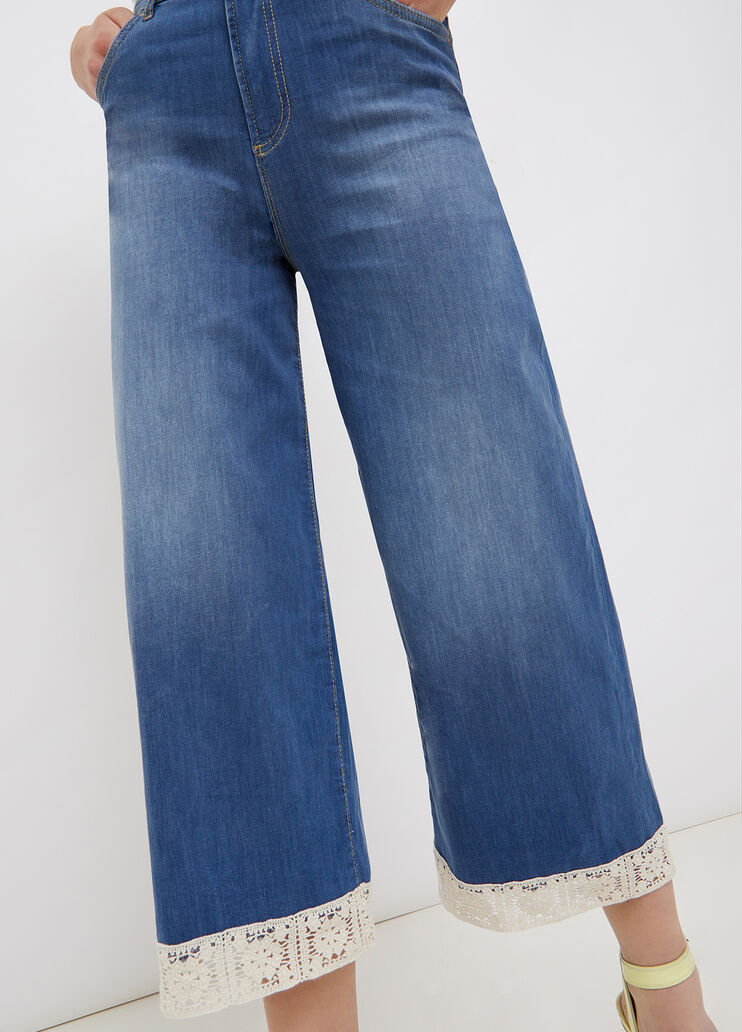 Eco-friendly cropped jeans with lace blue denim Liu Jo - large image number 2