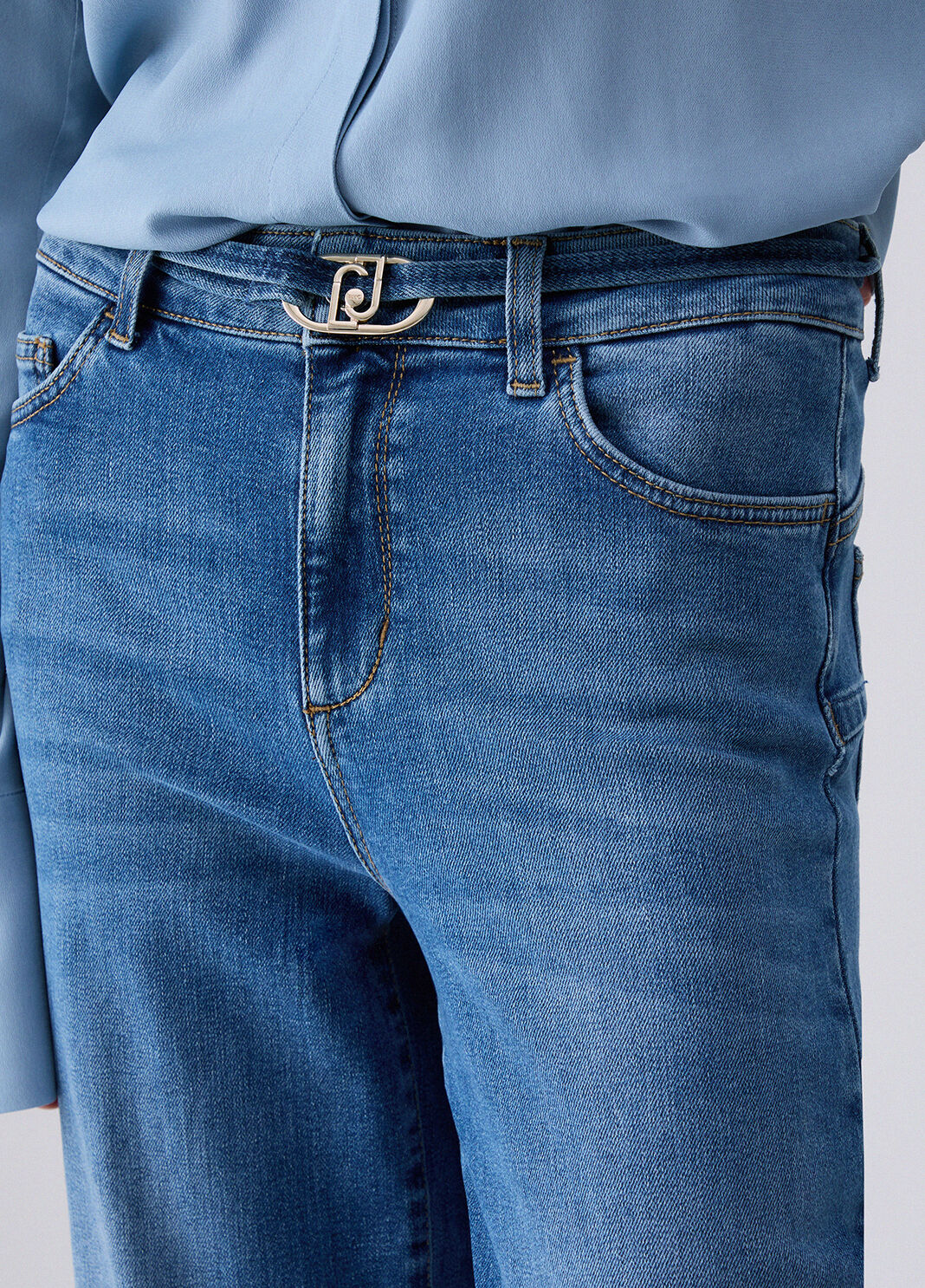 High-waisted flare jeans blue denim Liu Jo - large image number 4