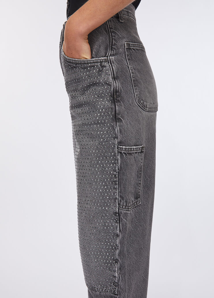 Straight jeans with rhinestone grey denim Liu Jo - large image number 3 Straight jeans with rhinestone grey denim Liu Jo - large image number 3