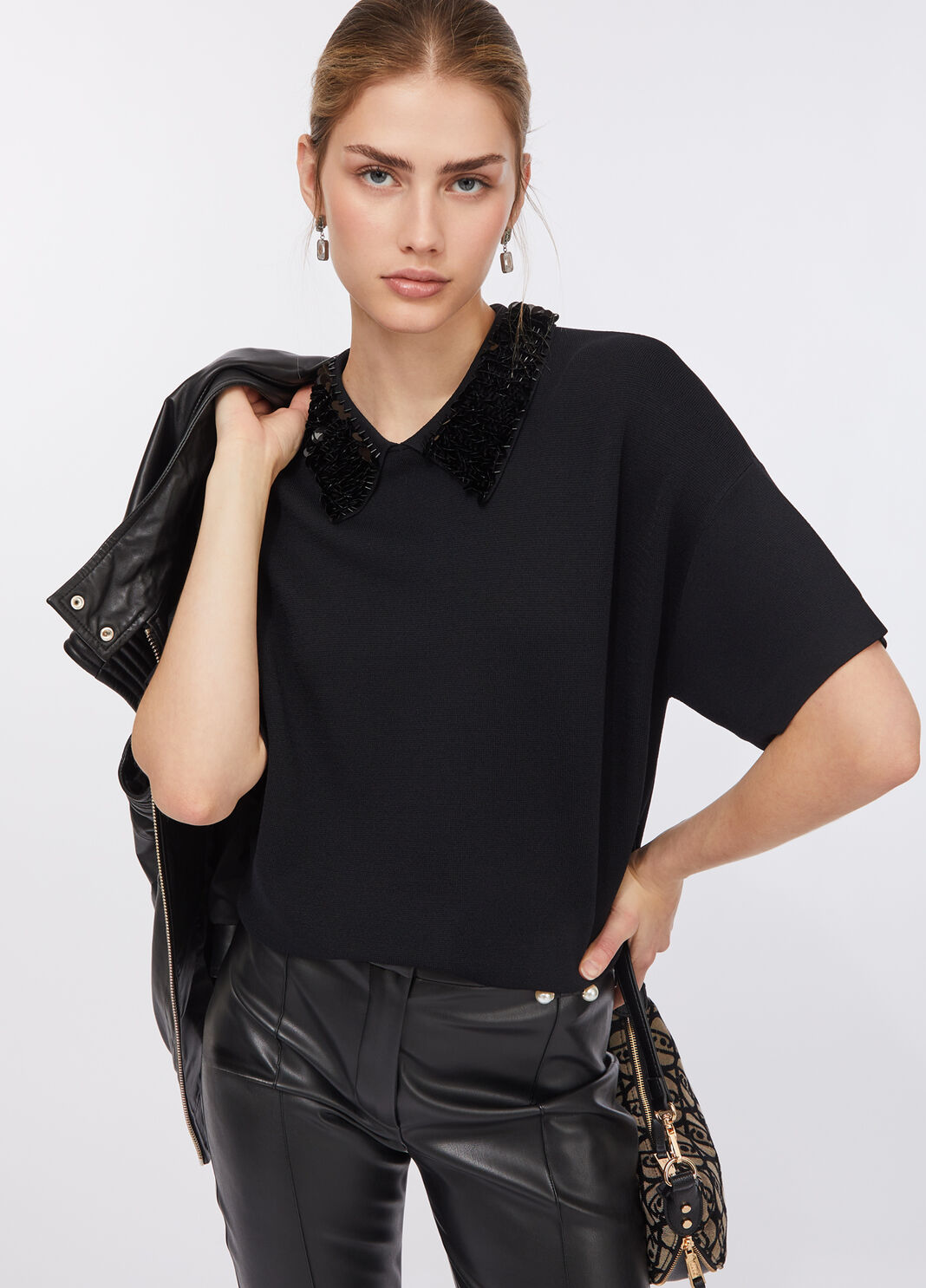 Jumper with sequins black Liu Jo - large image number 4