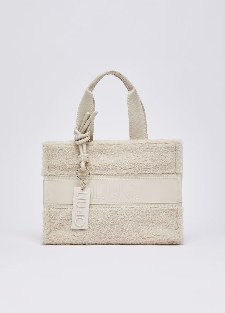 Bag tote small in teddy white wool Liu Jo - medium