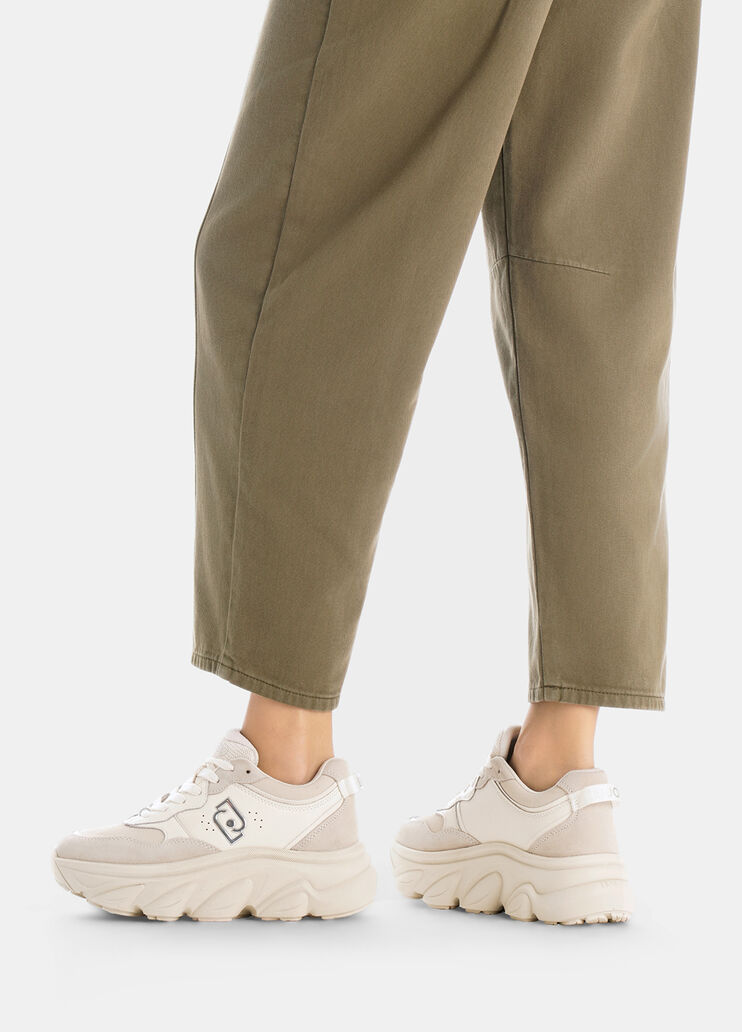 Chunky suede and mesh sneakers milk Liu Jo - large image number 0