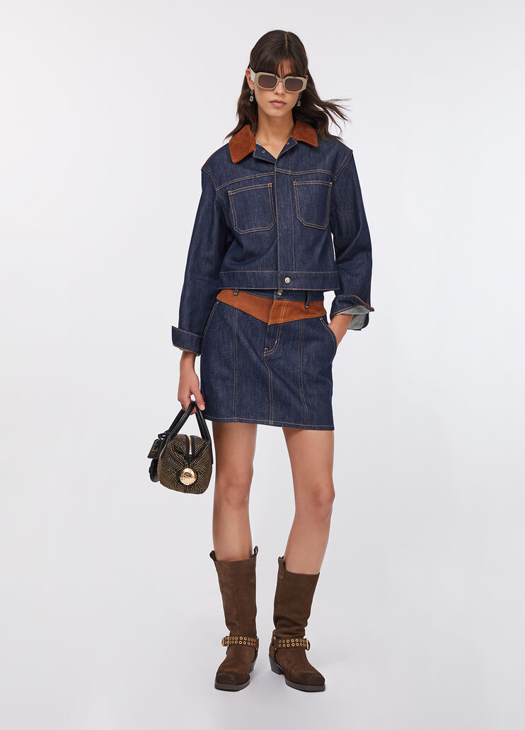 Minirock aus Denim mit Wildledereinsatz Klassische Waschung Liu Jo - medium