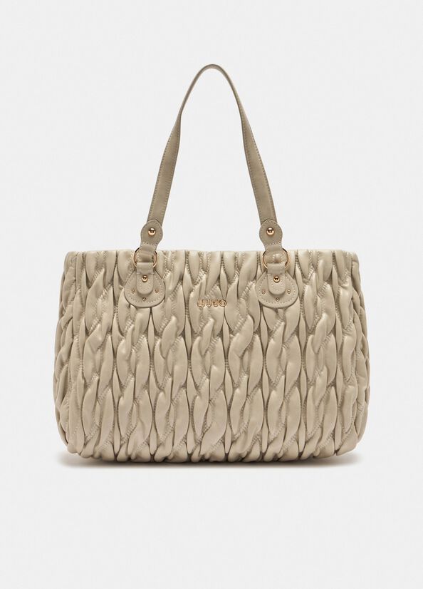 Borsa Donna Liu-jo Shopping Ecopelle, Modello Thilini, Colore Bianco, Misure 39x15,5x30 Cm, Con Tasca Interna Con Zip