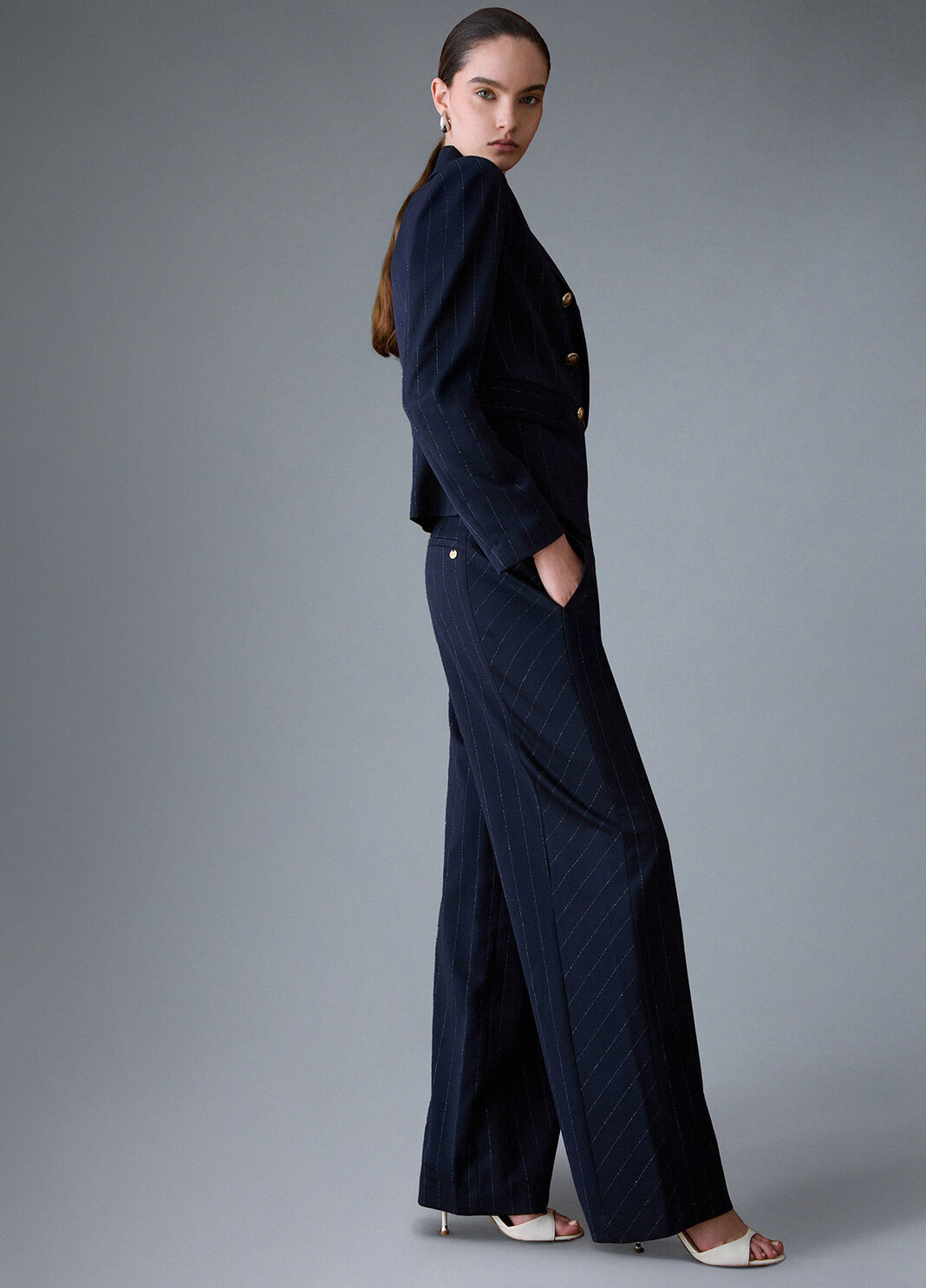 Pinstripe Straight Pants blue pinstripe Liu Jo - large image number 3