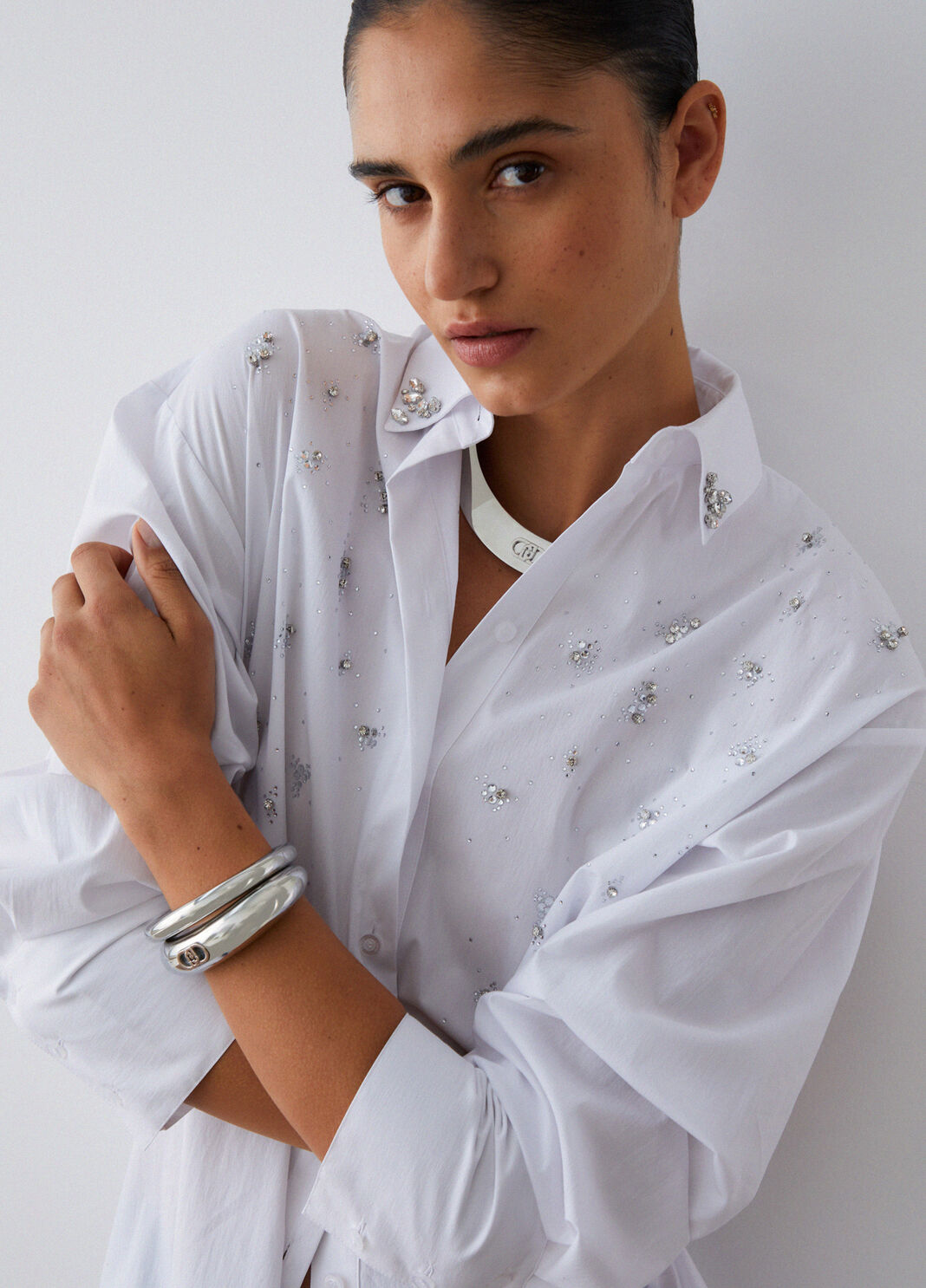 Hemdblusenkleid mit Schmuckstickereien Wei&szlig; Liu Jo - large image number 3