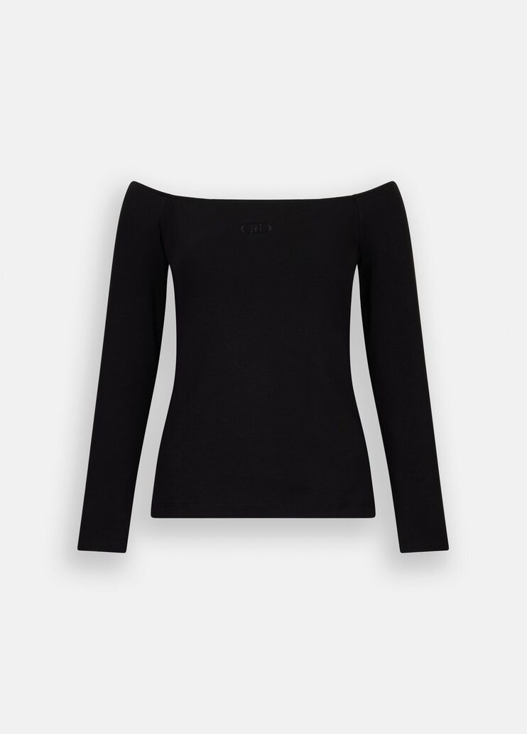 Cotton off-the-shoulder T-shirt black Liu Jo - large image number 6