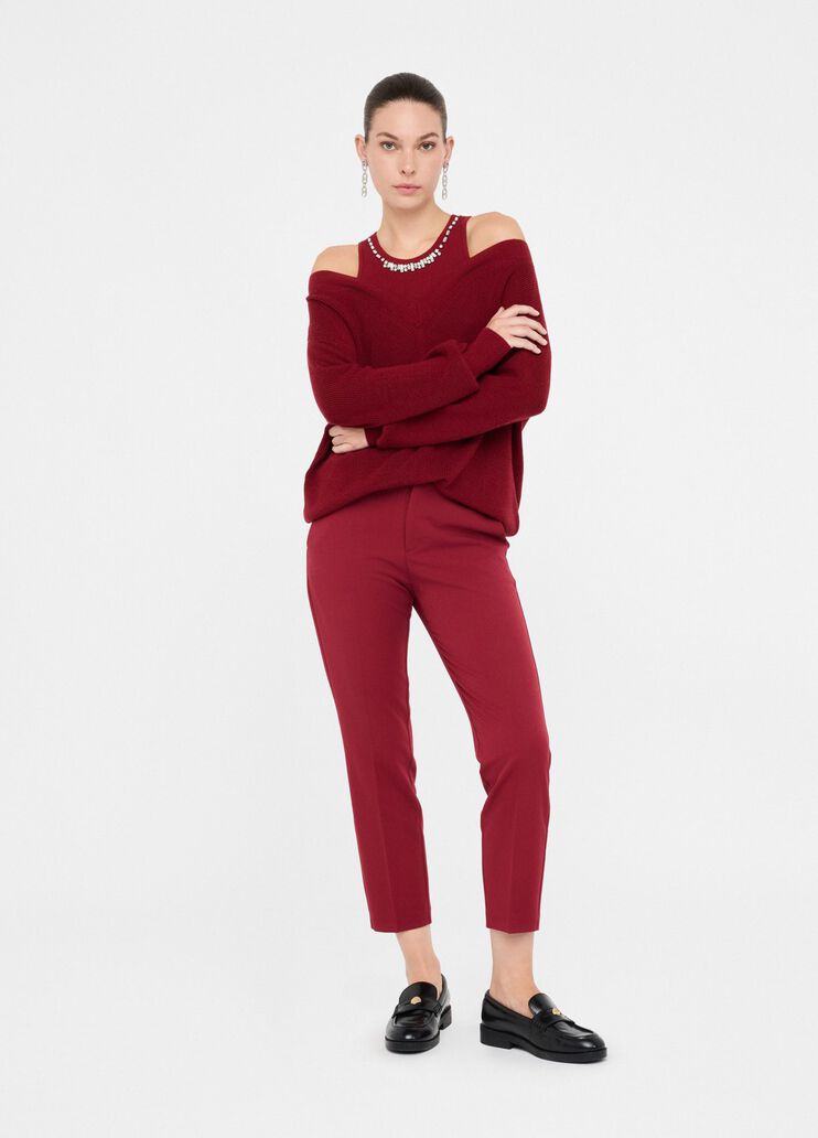 Jumper with bejewelled embroidery red Liu Jo - large image number 5 Jumper with bejewelled embroidery red Liu Jo - large image number 5