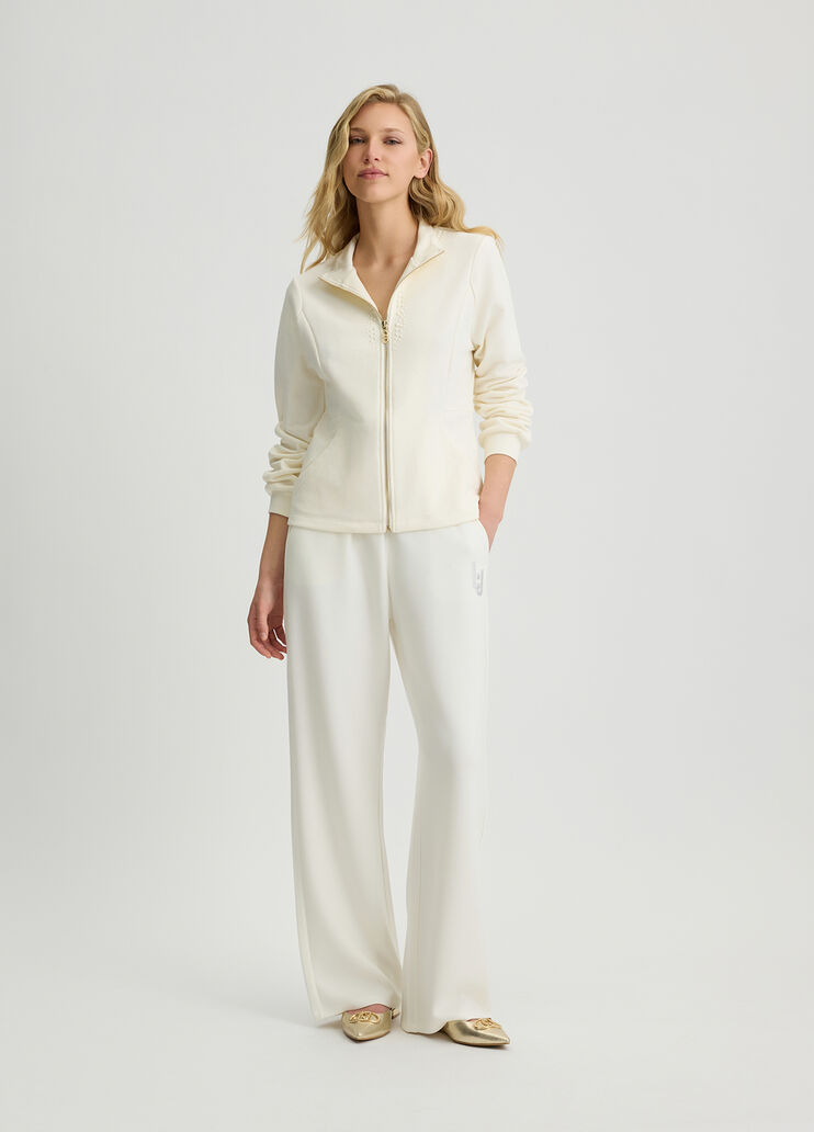 Sweatshirt with zip and rhinestones white Liu Jo - large image number 3 Sweatshirt with zip and rhinestones white Liu Jo - large image number 3