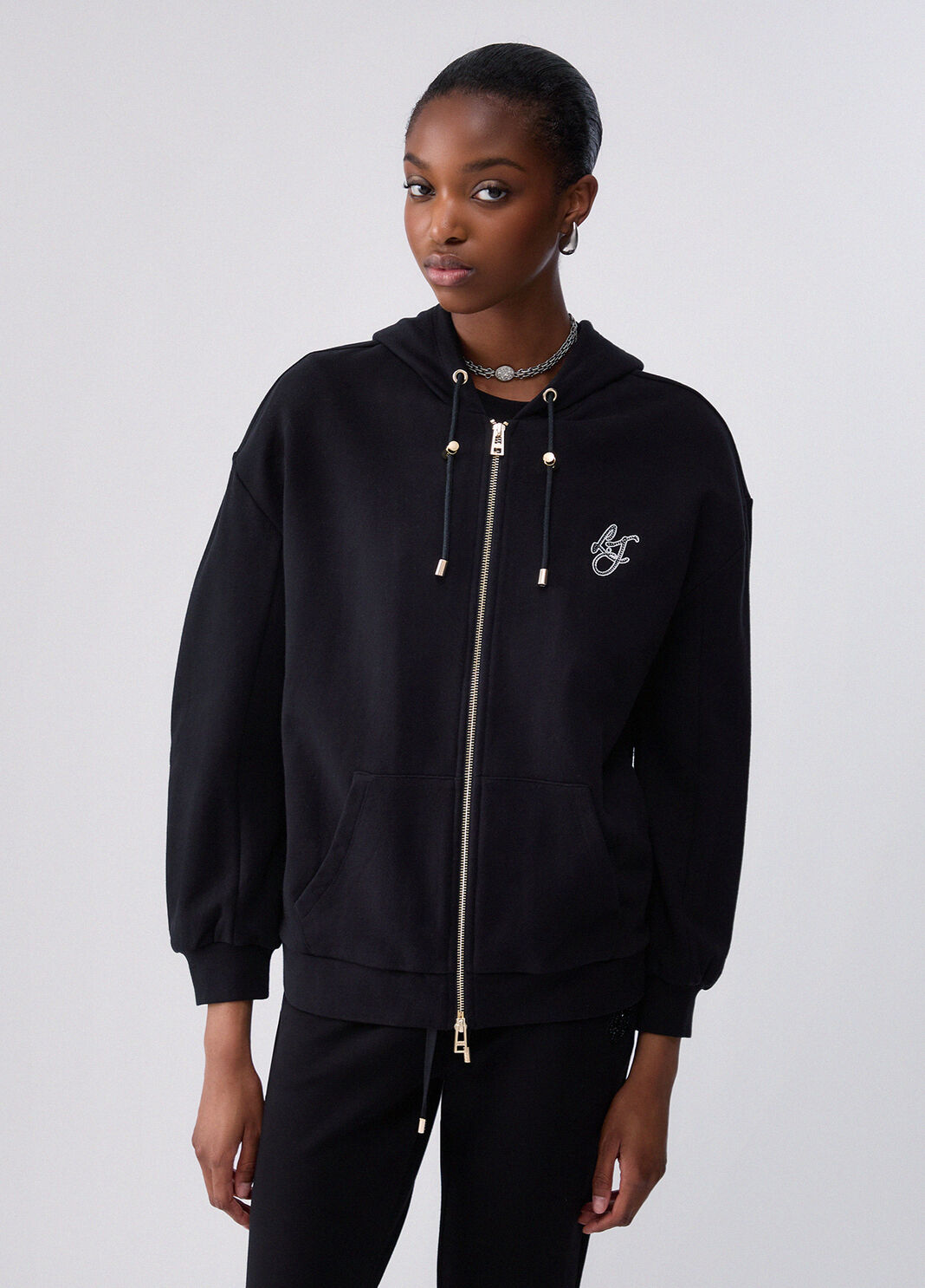 Hoodie with Zip and Hood black Liu Jo - large image number 0