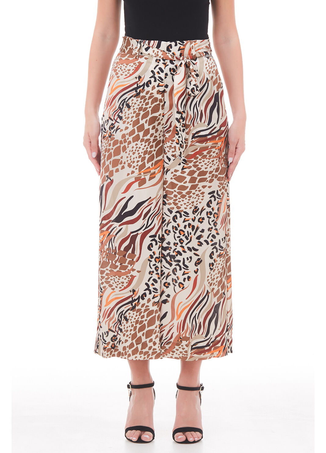  Cropped stretch satin trousers leopard print Liu Jo - large image number 0