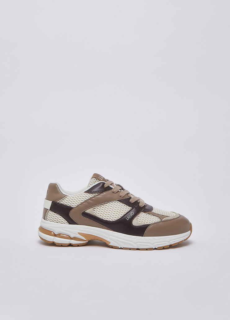 Leather and mesh sneakers beige Liu Jo - medium