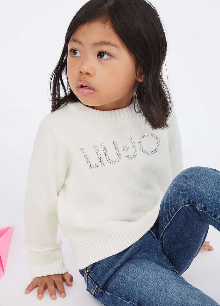 Top with logo and gemstones white Liu Jo - medium Top with logo and gemstones white Liu Jo - medium