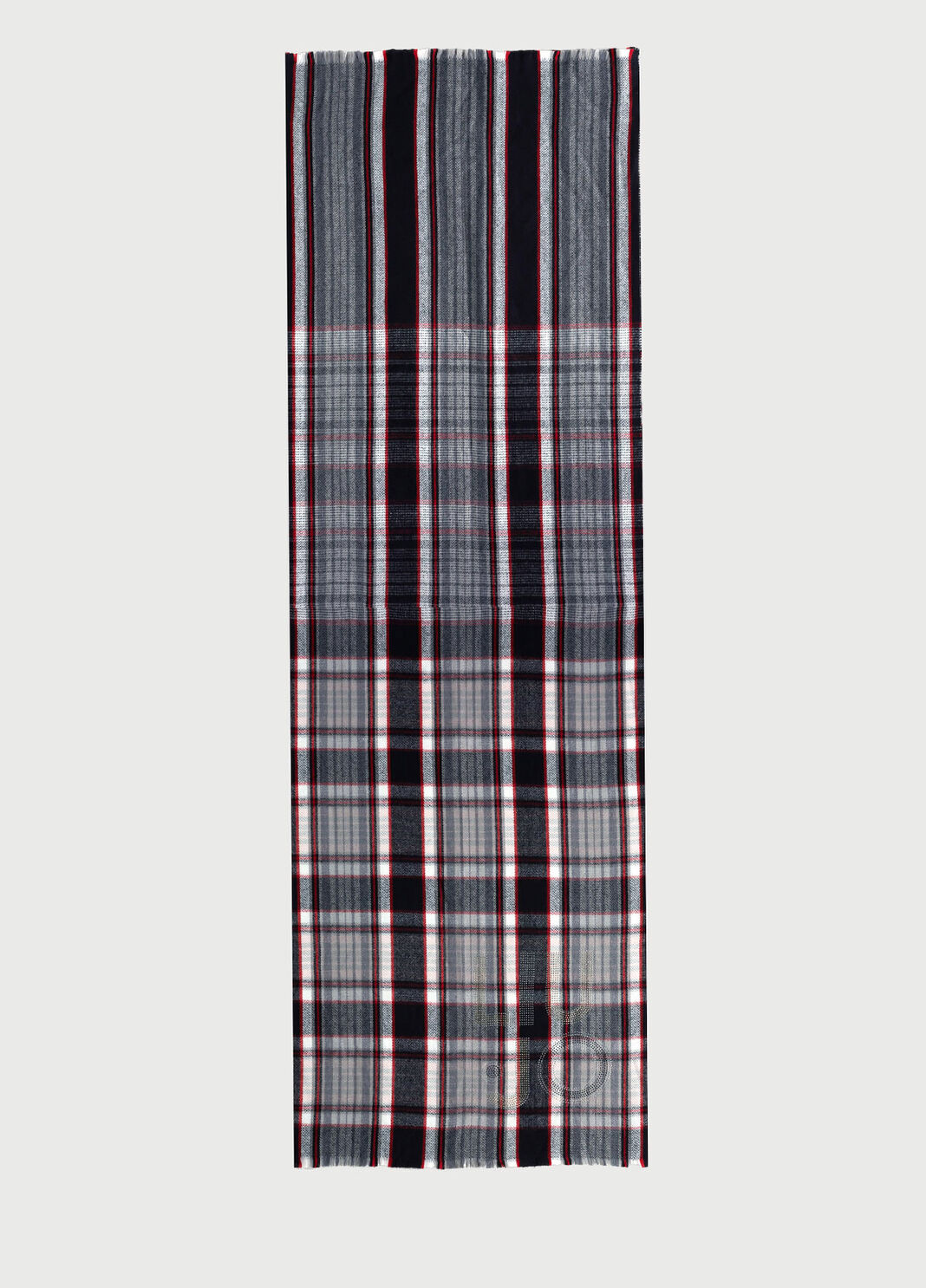 Check scarf with logo Grey Liu Jo - large image number 0