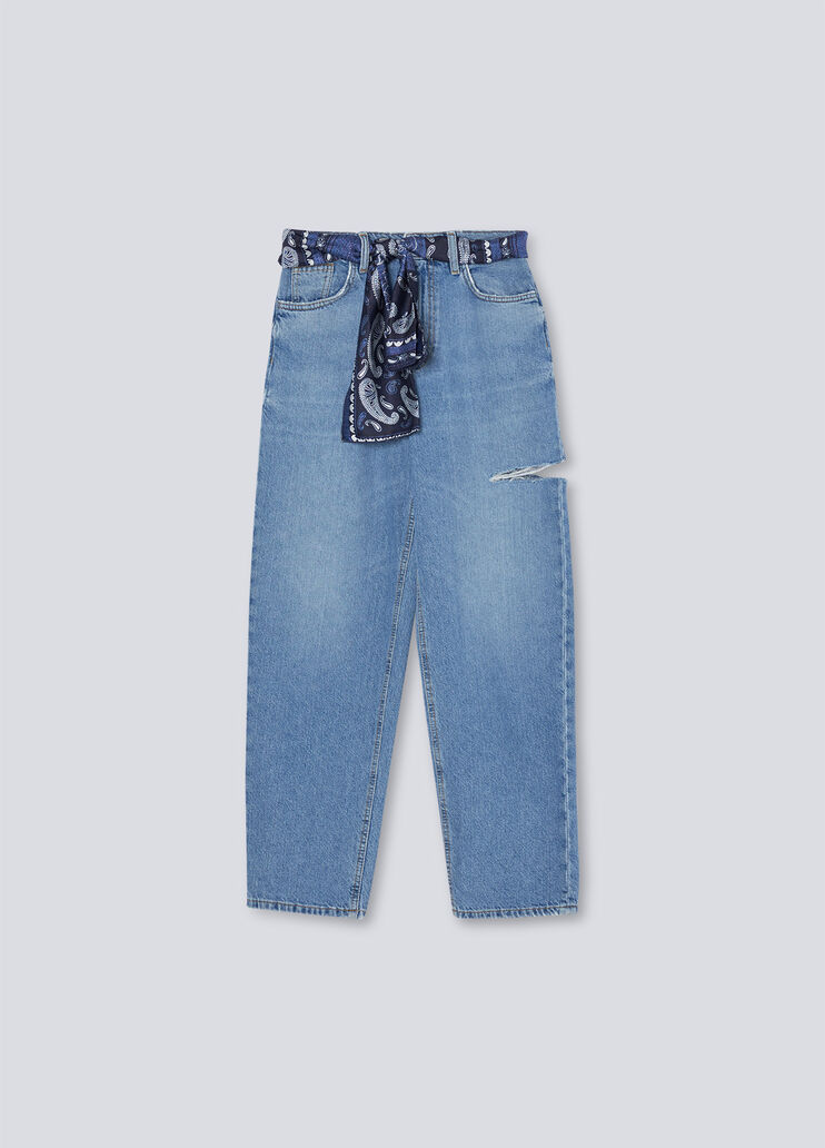Boyfriend jeans with foulard blue denim Liu Jo - large image number 4 Boyfriend jeans with foulard blue denim Liu Jo - large image number 4