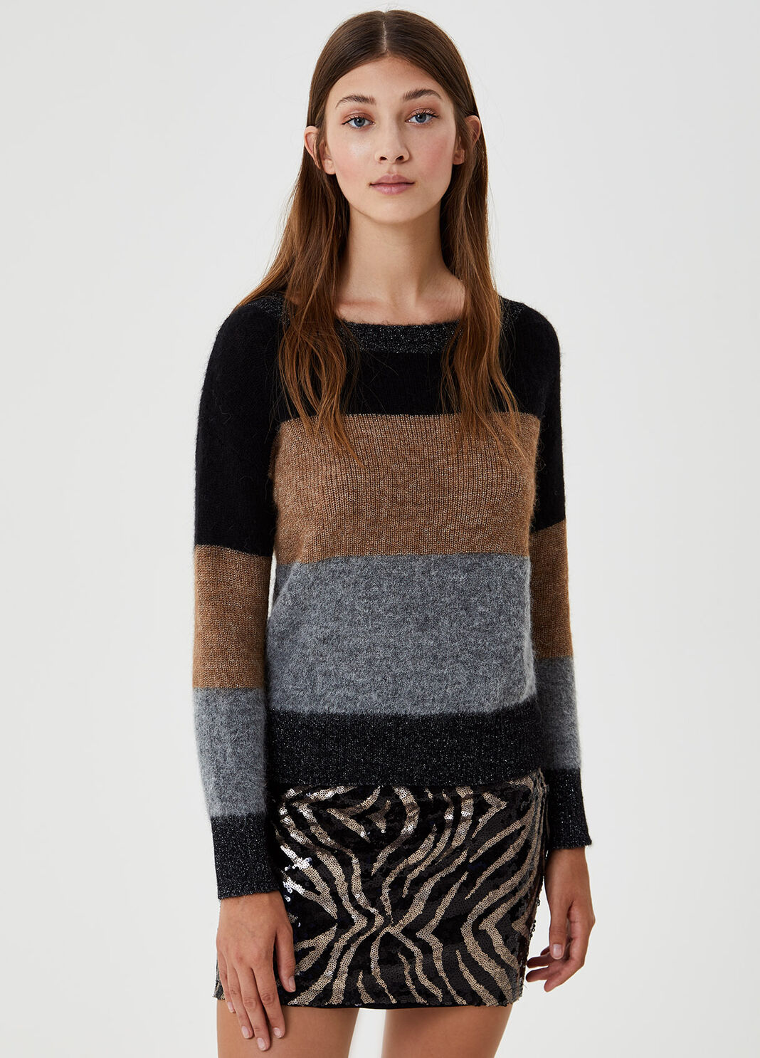 Alpaca and lurex&reg; cardigan Brown Liu Jo - large image number 0