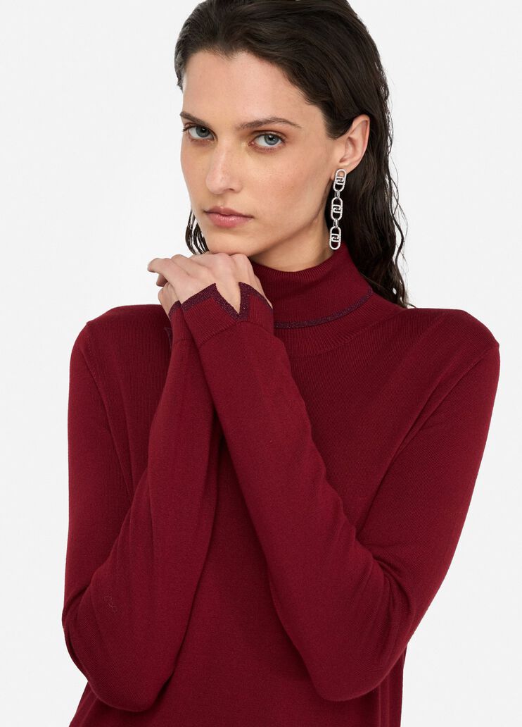 Polo-neck with lurex® details red Liu Jo - large image number 4