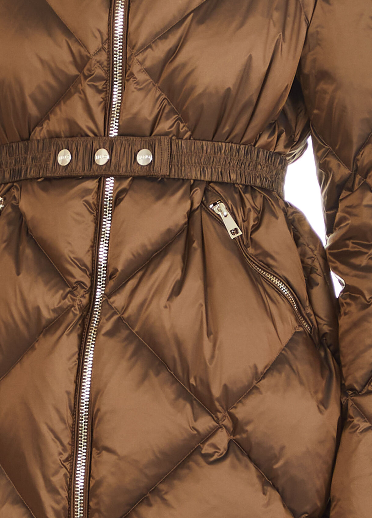 Down jacket with fur detail colour chestnut | Liu Jo
