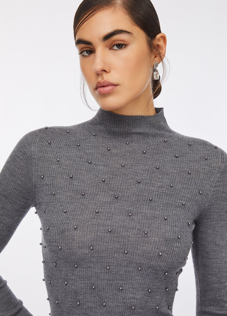 100% wool jumper with appliqués grey Liu Jo - medium