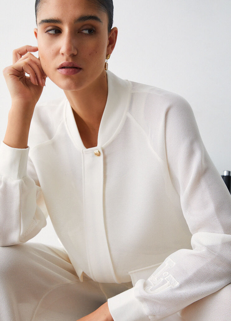 Куртка-бомбер из сетчатой ткани молочно-белый Liu Jo - medium