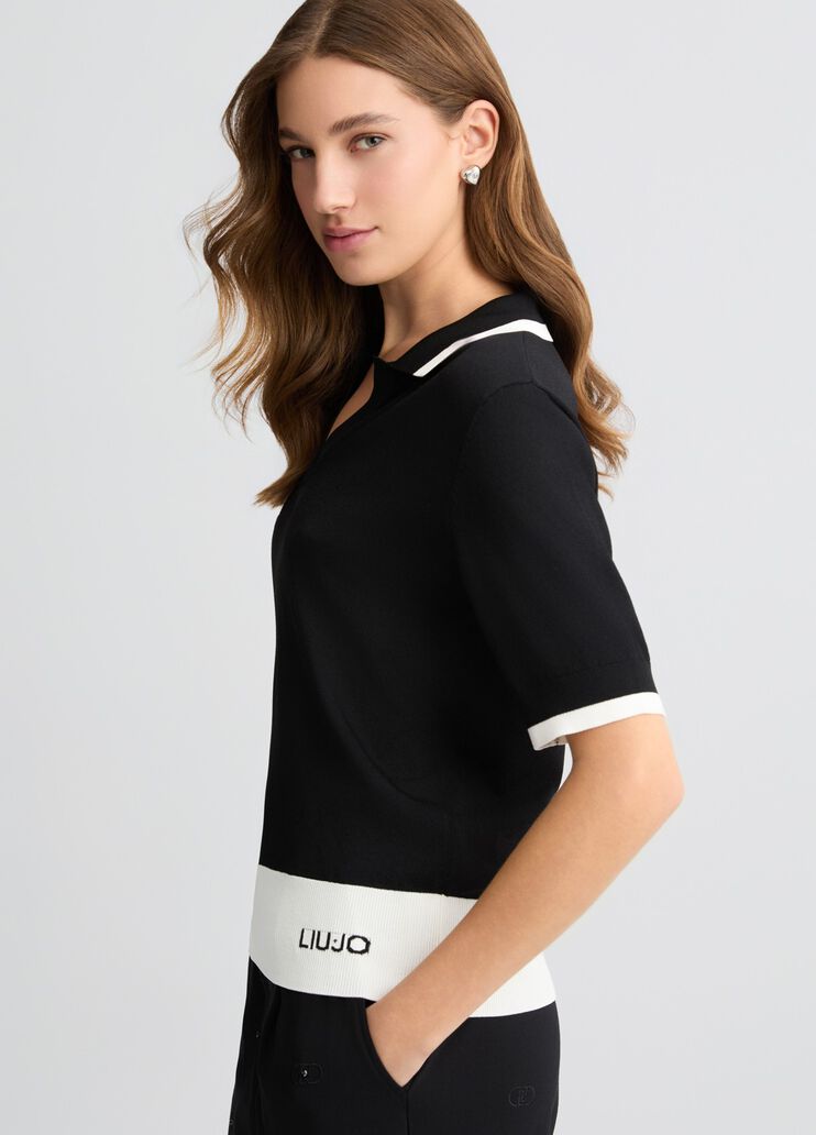 Black and white ribbed jumper black and white Liu Jo - large image number 3 Black and white ribbed jumper black and white Liu Jo - large image number 3