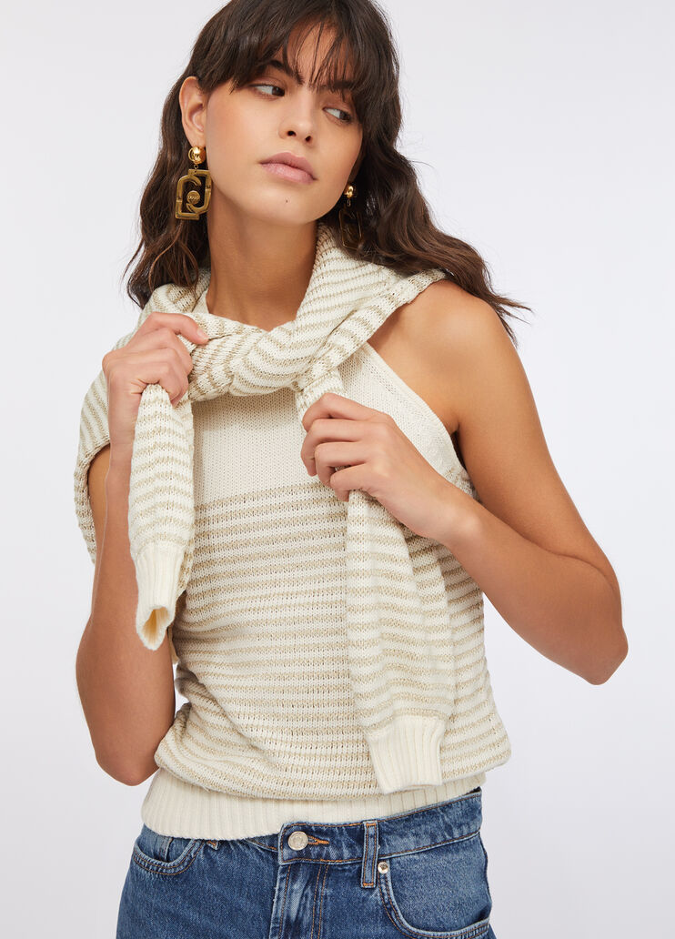 Striped lurex® top white wool Liu Jo - large image number 2
