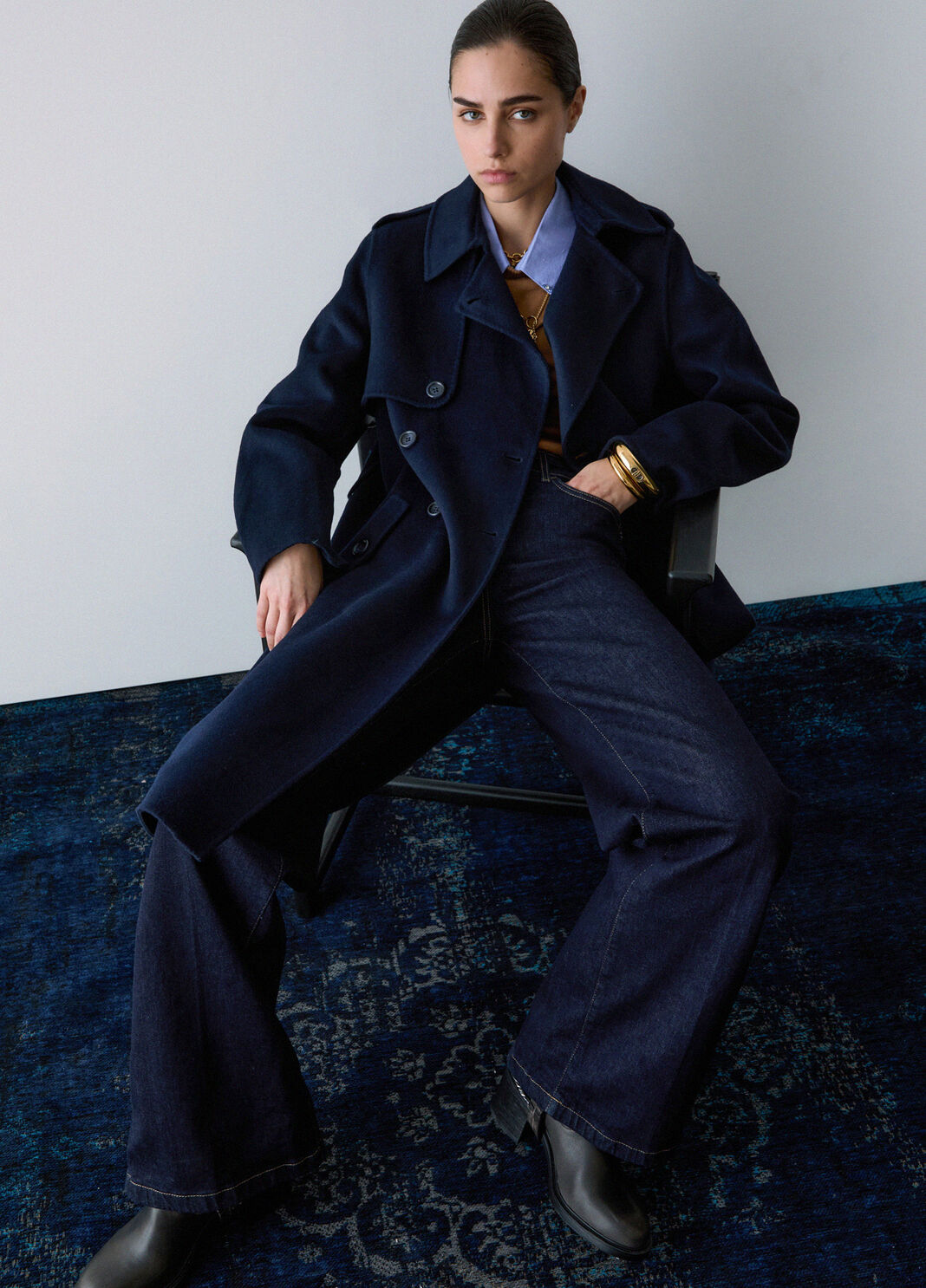 Long wool coat dark blue Liu Jo - large image number 2
