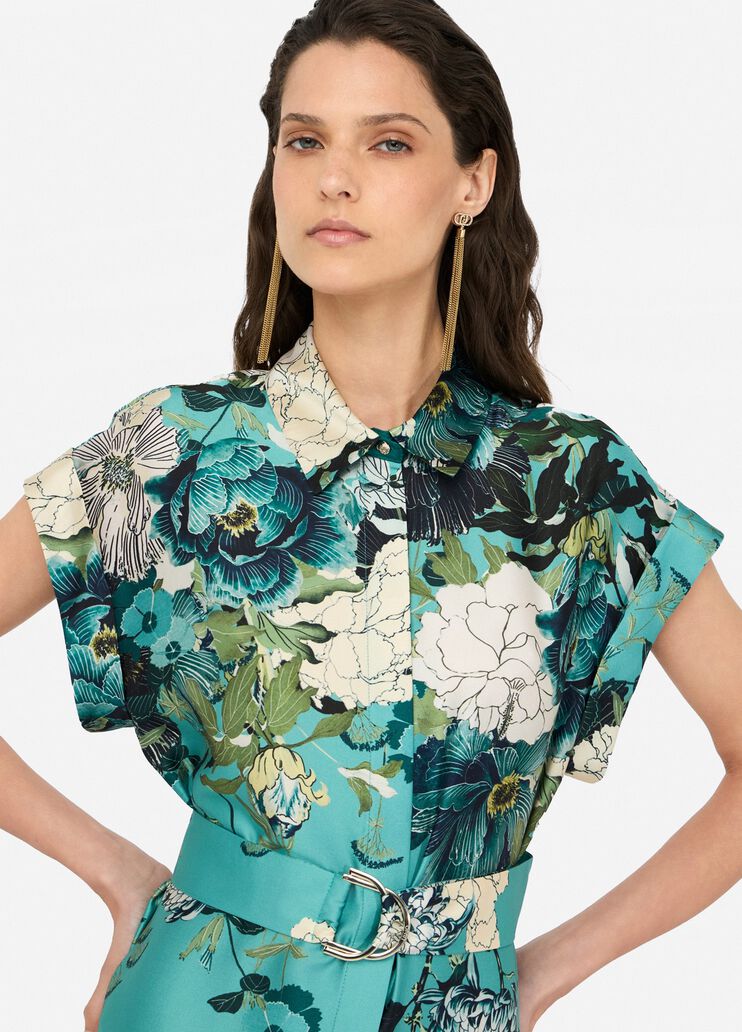 Printed twill shirt dress light blue Liu Jo - medium Printed twill shirt dress light blue Liu Jo - medium