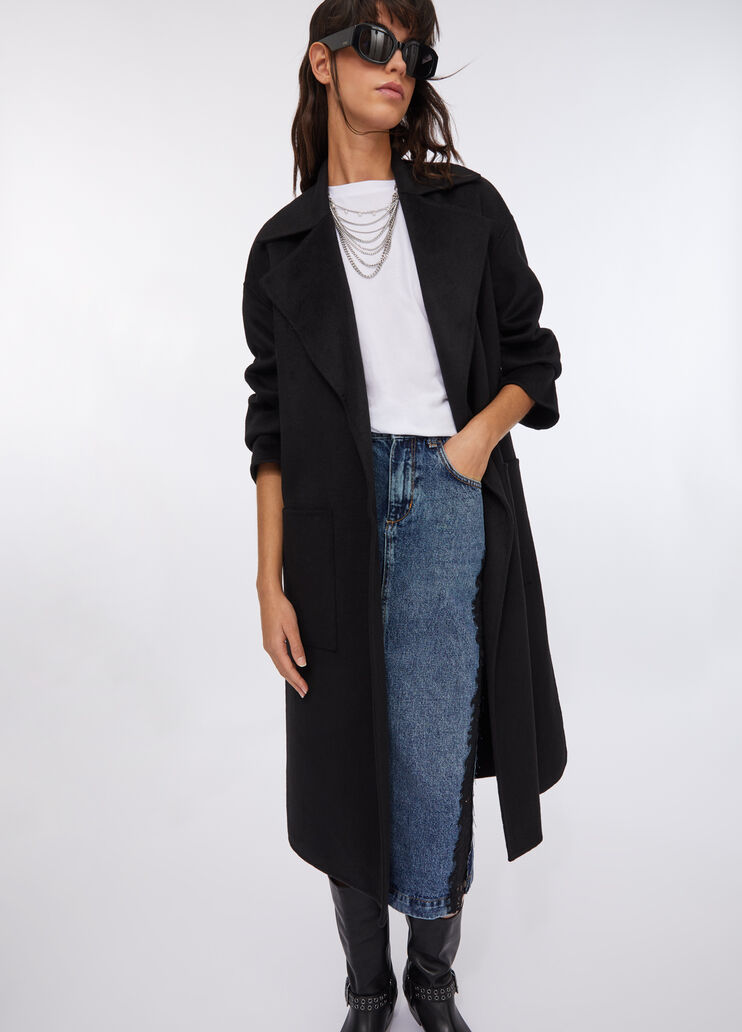 Wollmantel mit Gürtel Schwarz Liu Jo - medium