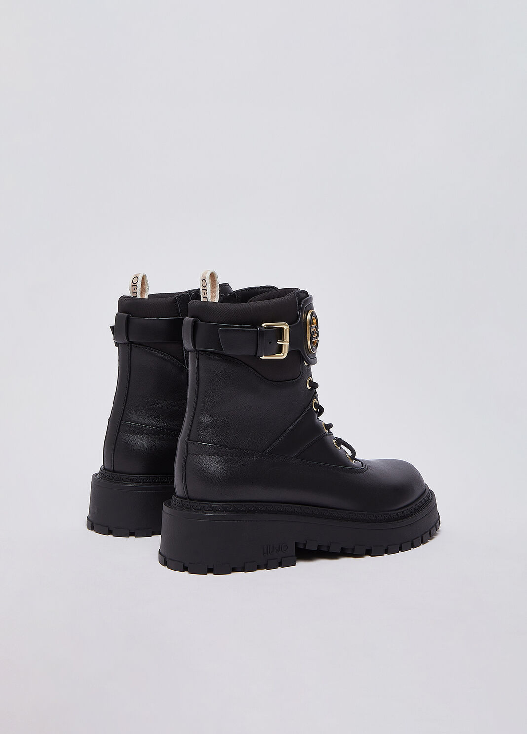 Schn&uuml;rboots aus Leder und Nylon Schwarz Liu Jo - large image number 2