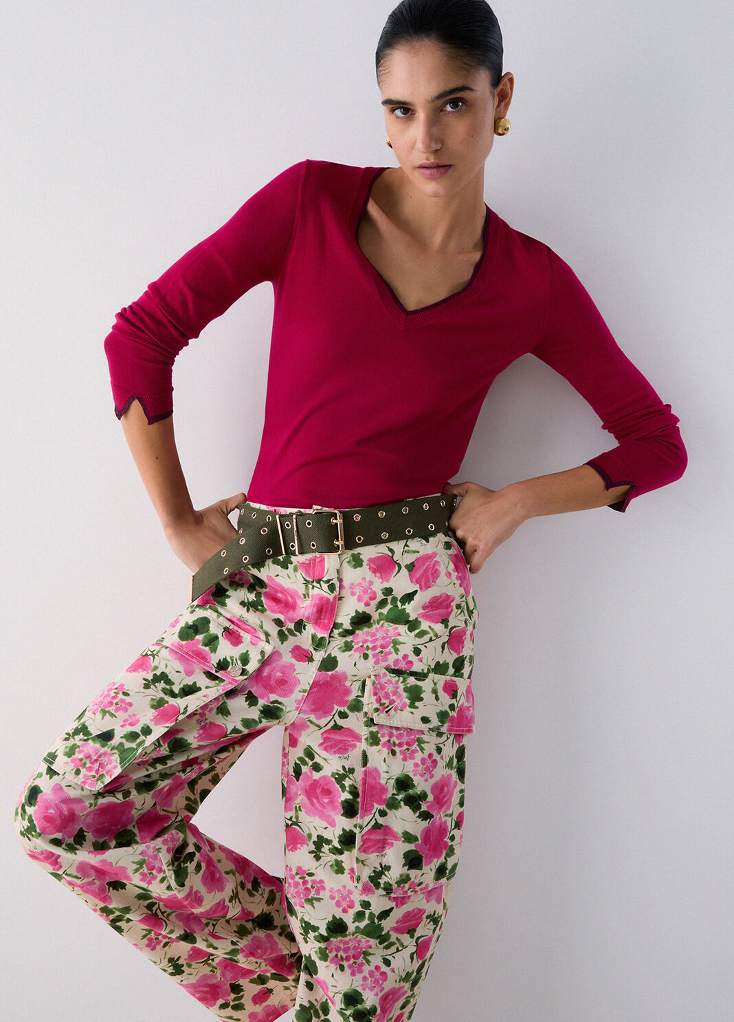 V-neck jumper with slits red Liu Jo - large image number 3