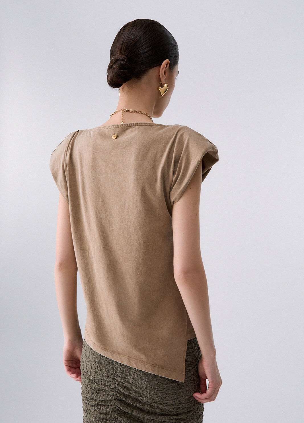 Top in jersey con ricamo beige Liu Jo - large image number 1