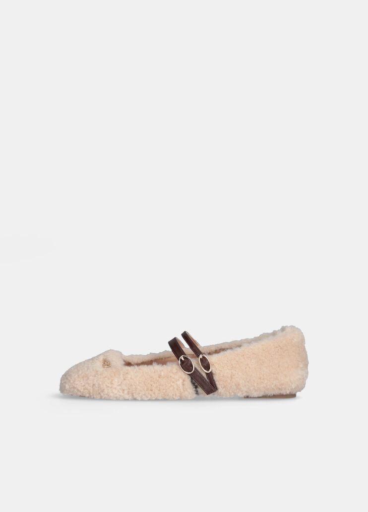 Shearling-effect ballet flats light beige Liu Jo - large image number 5