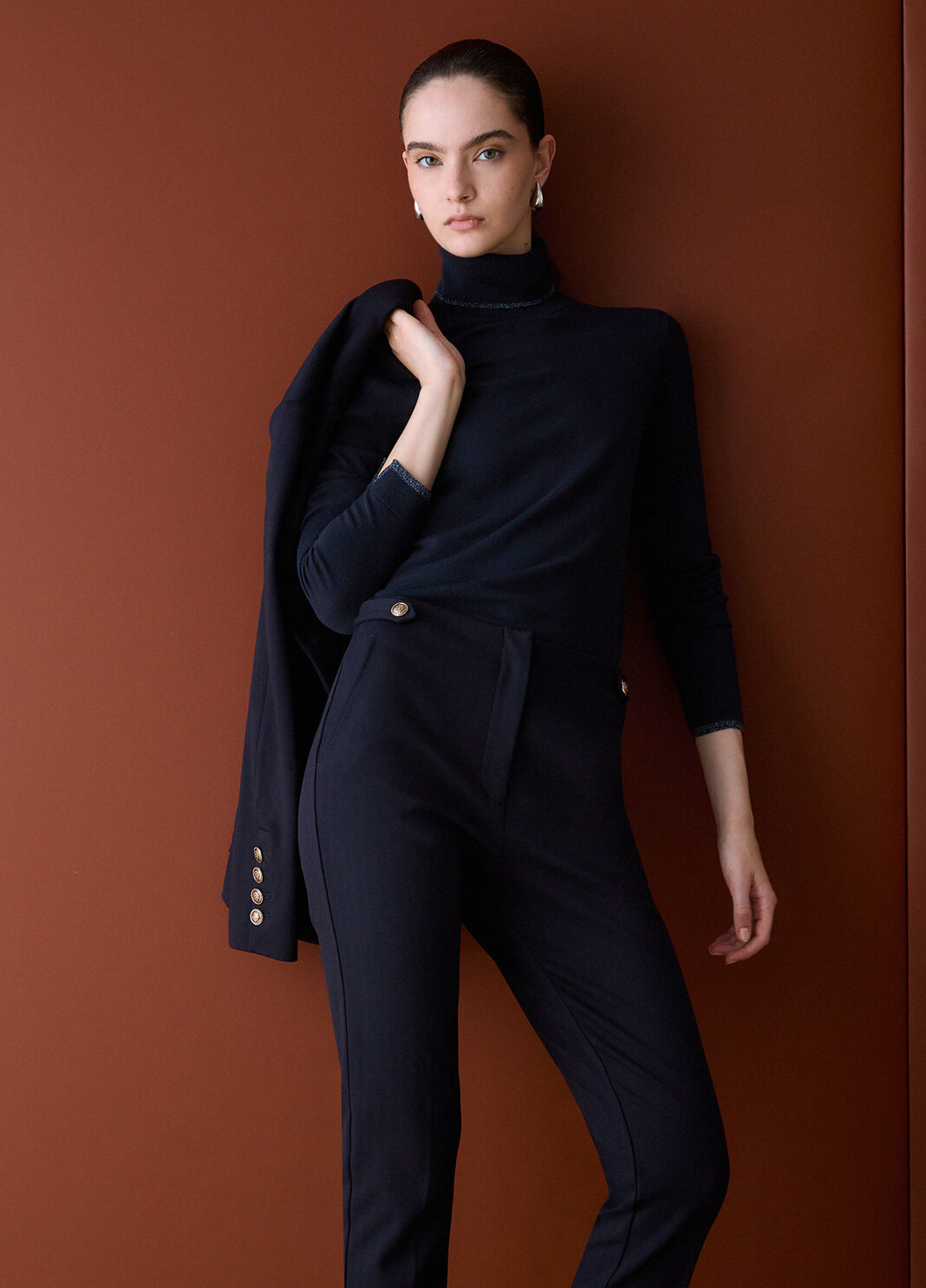 Turtleneck with Lurex&reg; trims dark blue Liu Jo - large image number 2