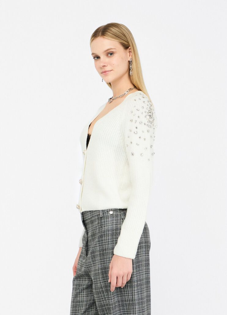 Wool cardigan with jewelled embroidery white Liu Jo - large image number 3