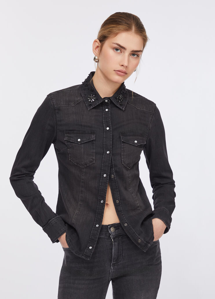 Denim shirt with gemstones black denim Liu Jo - medium