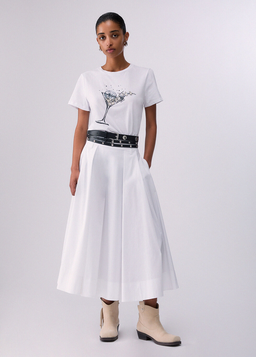 Midirock aus Popeline Wei&szlig; Liu Jo - large image number 5