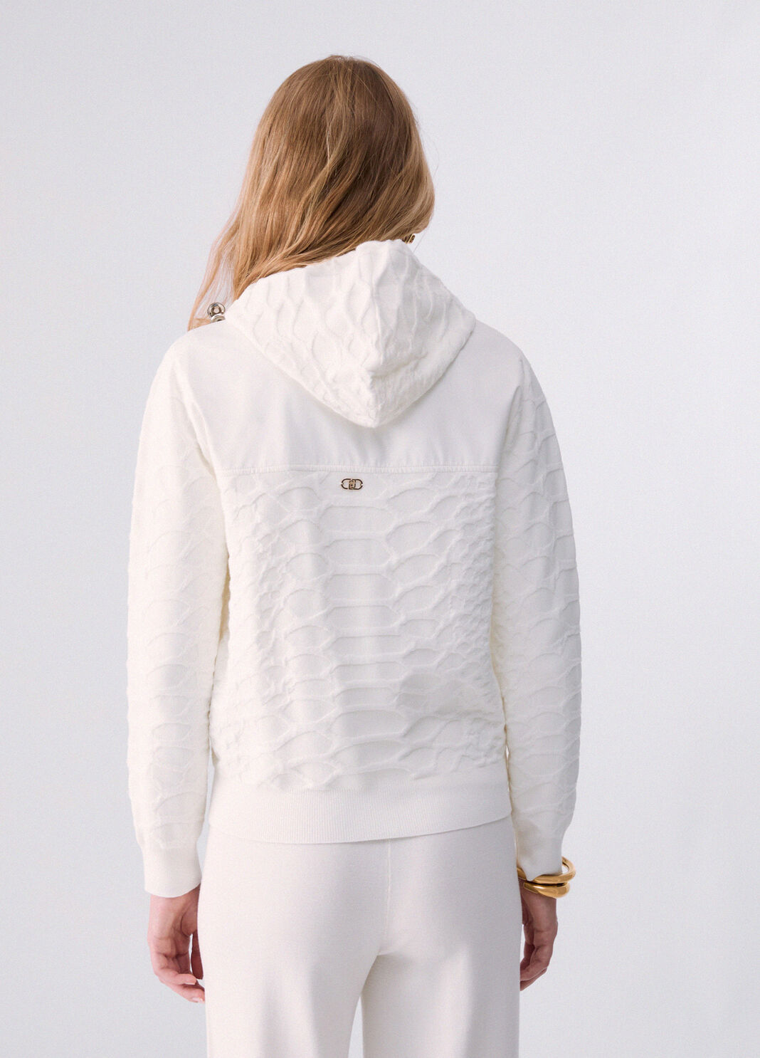 Hooded Zip-Up Sweater white wool Liu Jo - large image number 1