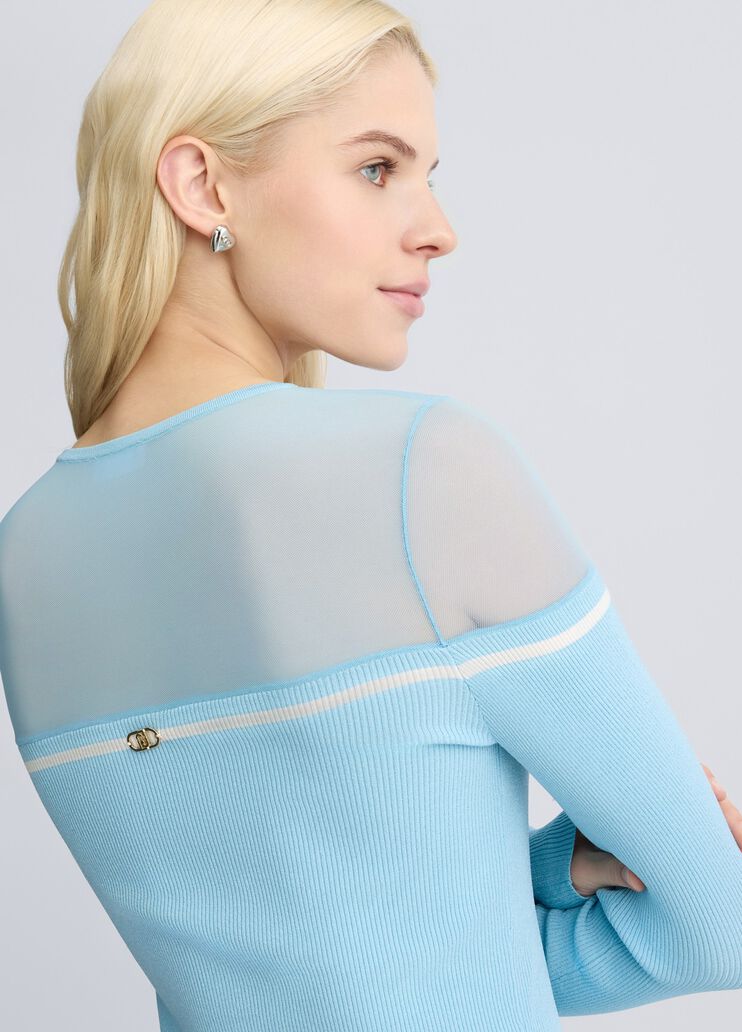 Short knit dress  light blue Liu Jo - large image number 4 Short knit dress  light blue Liu Jo - large image number 4