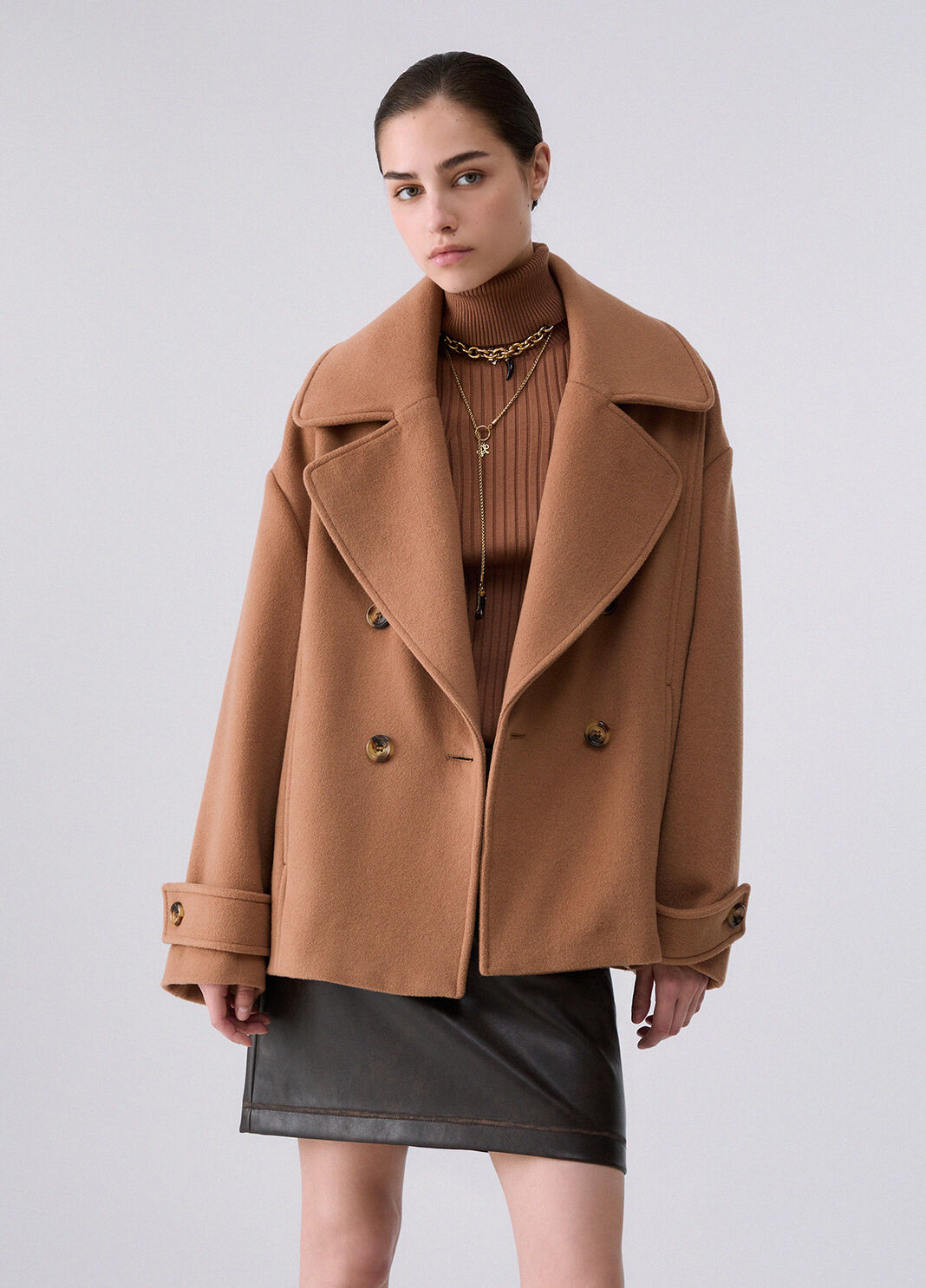 Short double-breasted wool coat beige Liu Jo - large image number 0