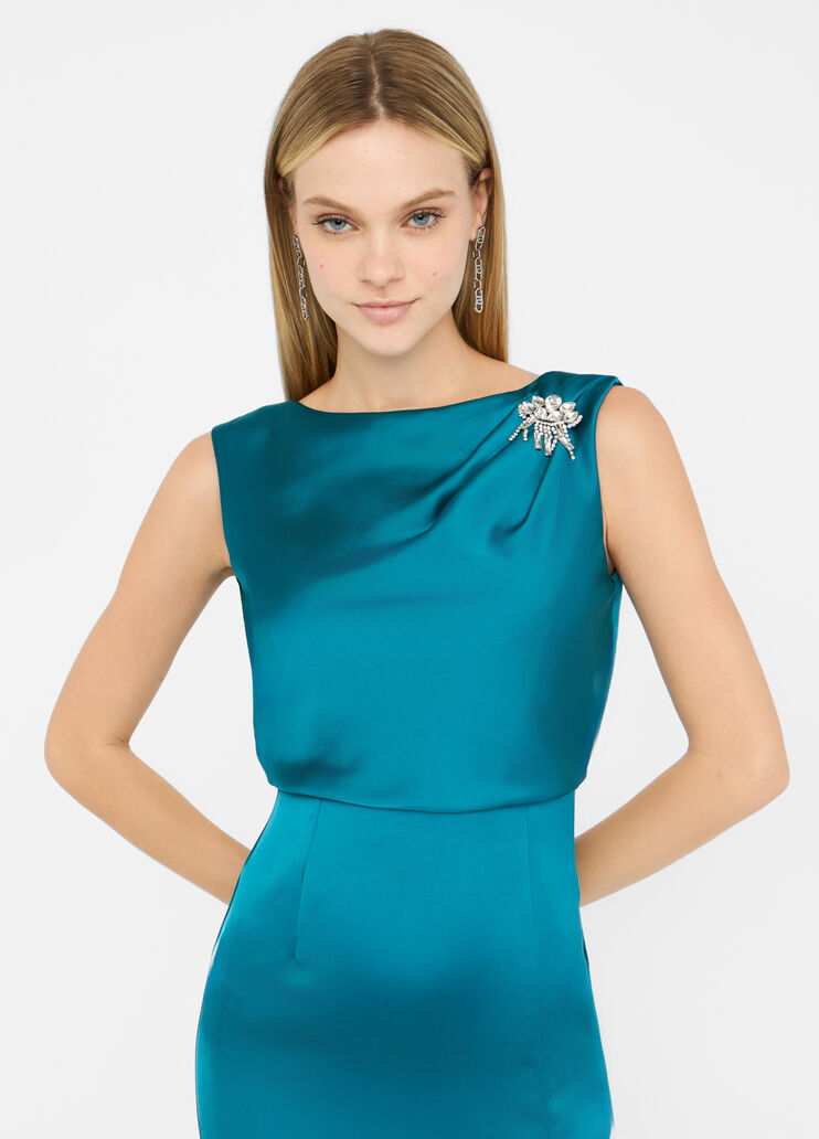 Elegantes Midikleid aus Satin Pfauenblau Liu Jo - medium Elegantes Midikleid aus Satin Pfauenblau Liu Jo - medium
