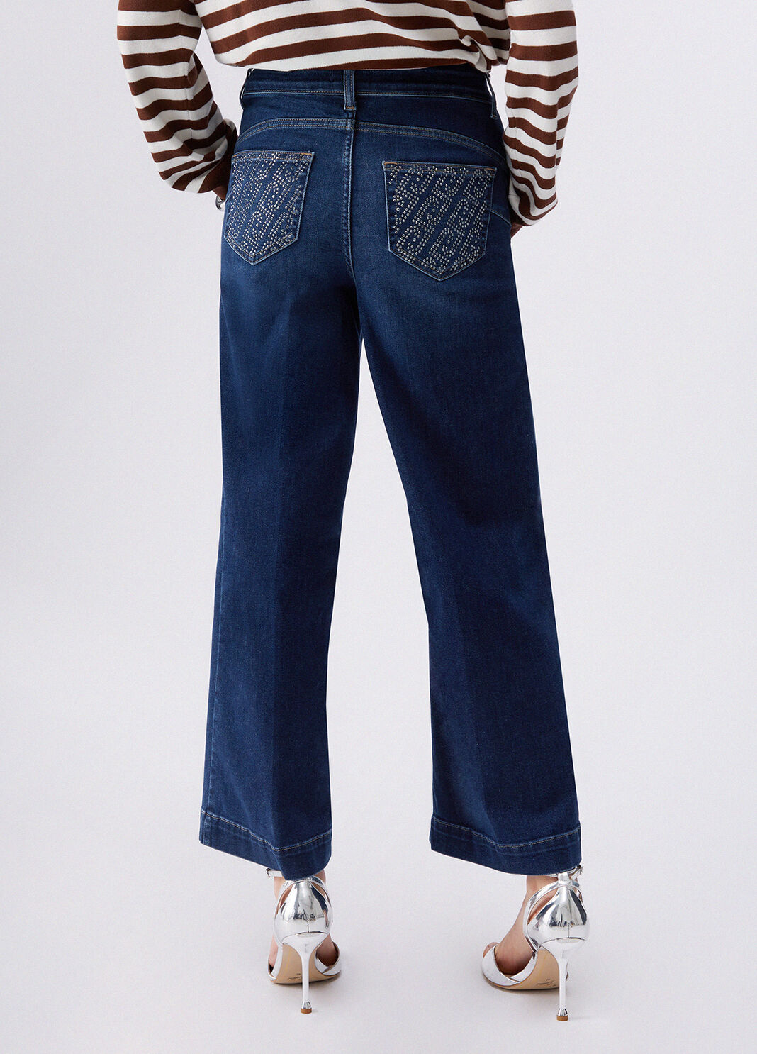 Flared jeans with rhinestones dark blue denim Liu Jo - large image number 1