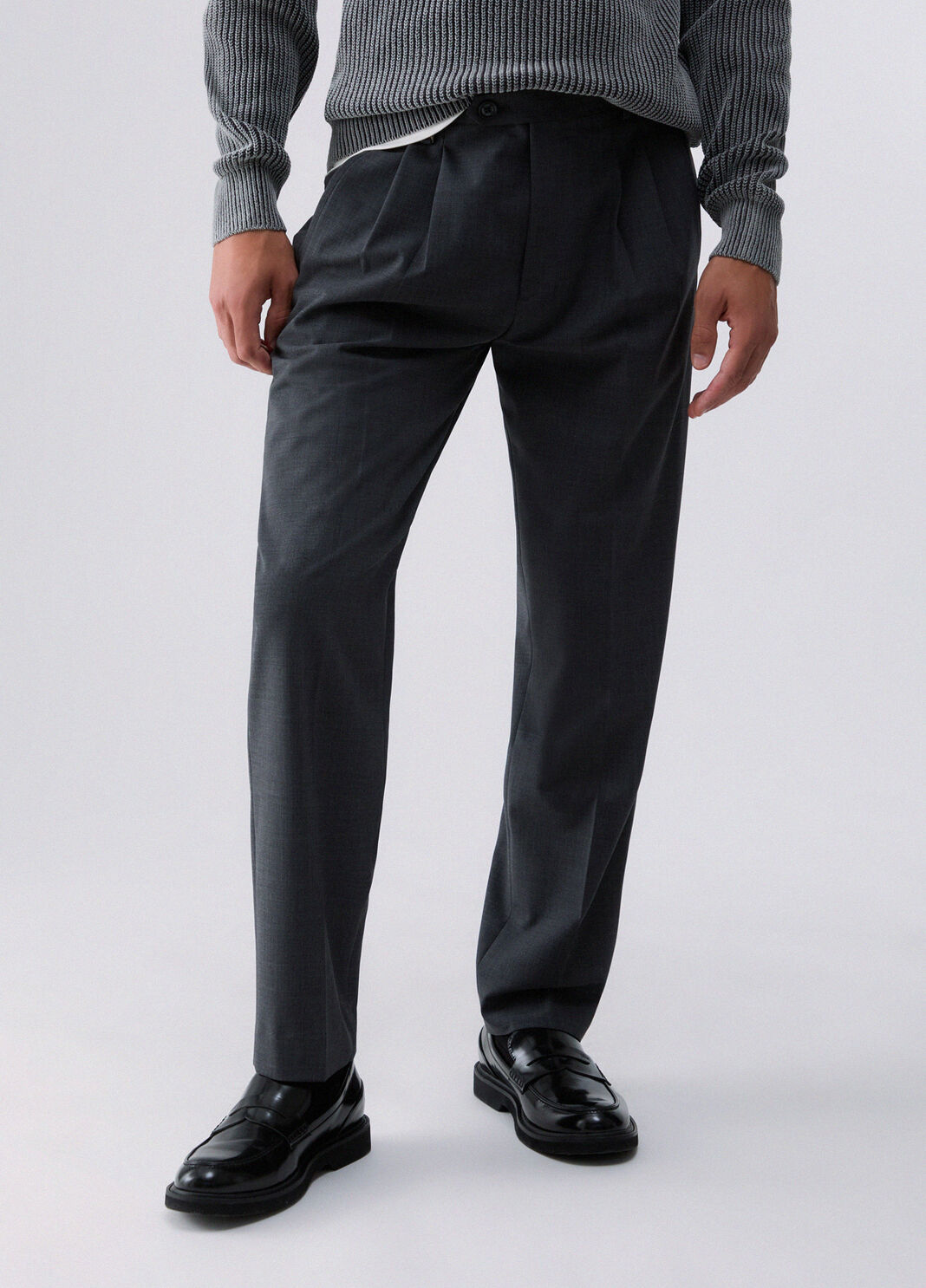 Chino trousers in a wool blend dark grey Liu Jo - large image number 0