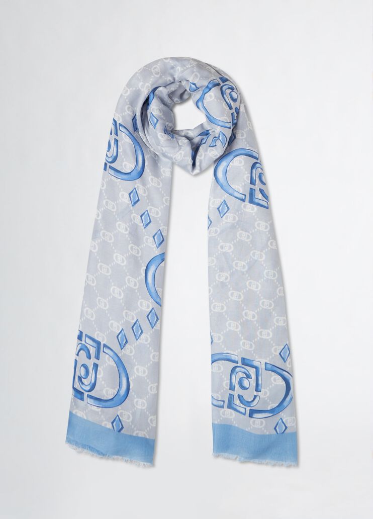 Light blue stole with logo light blue Liu Jo - medium Light blue stole with logo light blue Liu Jo - medium