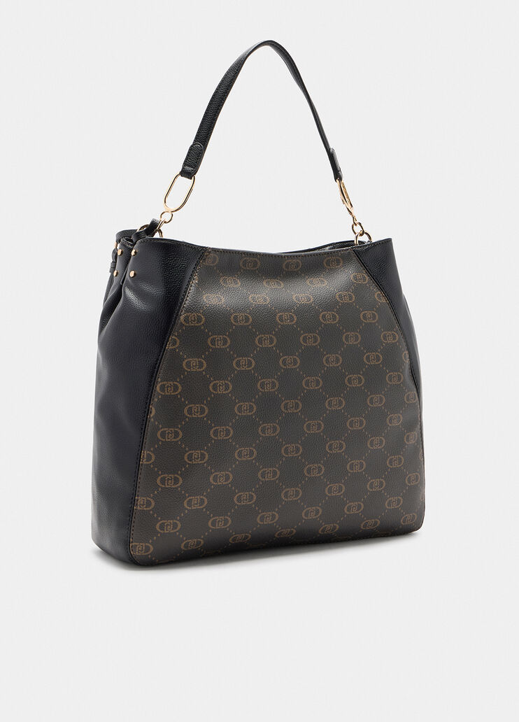 Mittelgroße Tasche mit Logo Schwarz Liu Jo - large image number 1 Mittelgroße Tasche mit Logo Schwarz Liu Jo - large image number 1