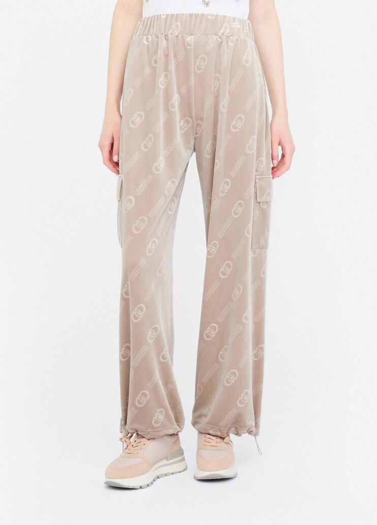 Chenille jogging pants with logo champagne/liu jo Liu Jo - large image number 0 Chenille jogging pants with logo champagne/liu jo Liu Jo - large image number 0