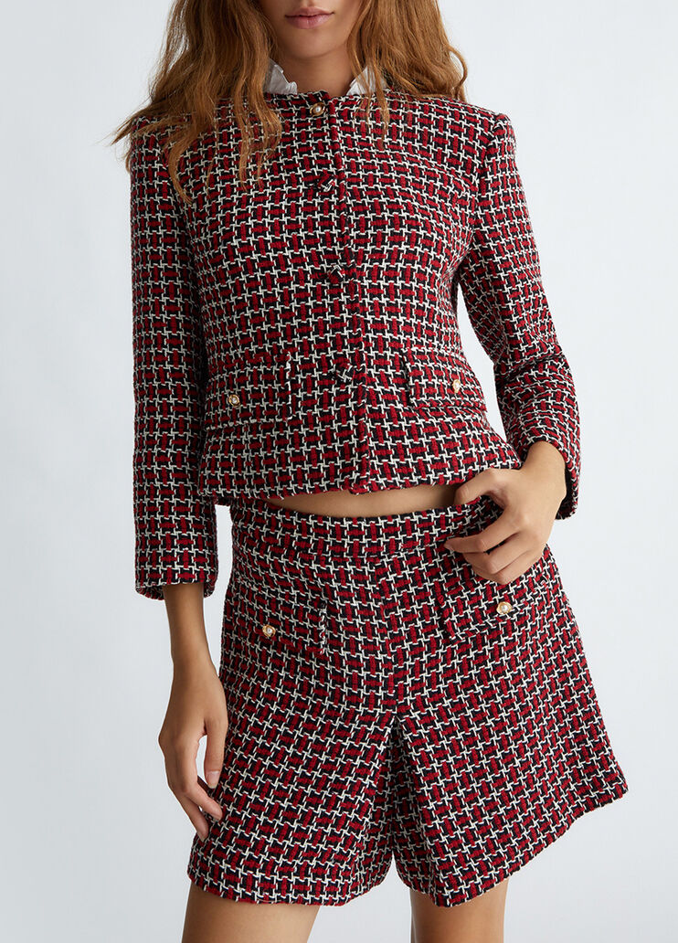 Chaqueta de tweed con cuello rojo Liu Jo - medium Chaqueta de tweed con cuello rojo Liu Jo - medium