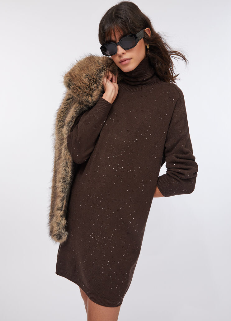Strickkleid mit Mini-Pailletten Schokolade Liu Jo - large image number 2