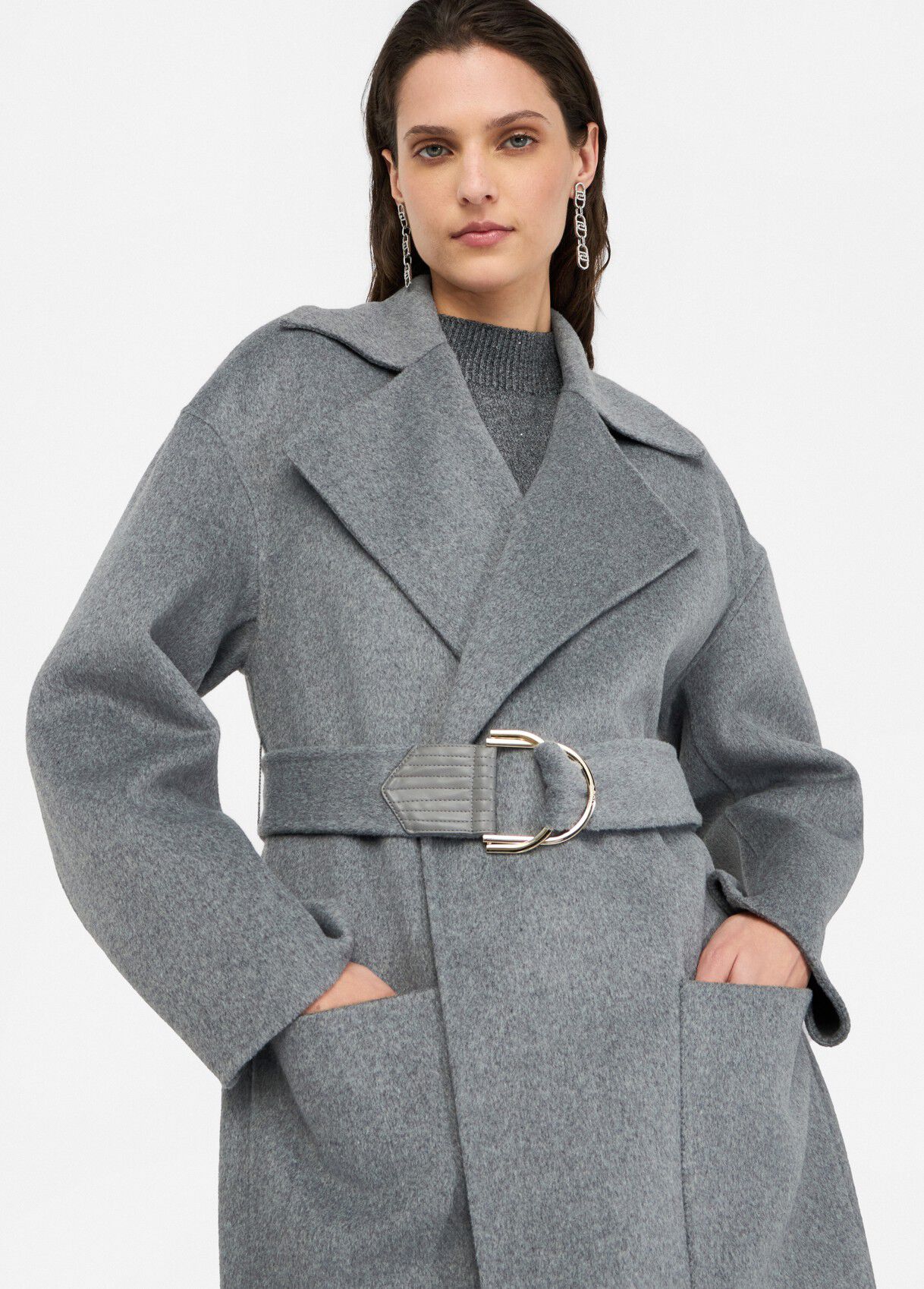 Wool coat with belt colour grey | Liu Jo
