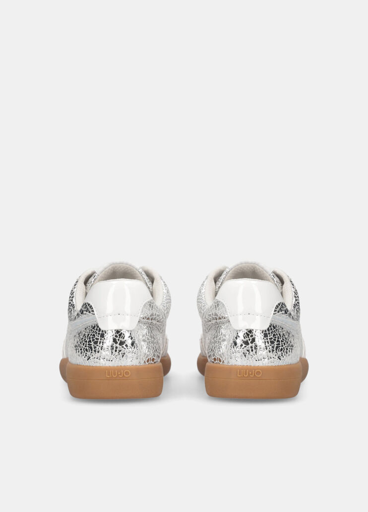 Metallic crackle-look leather sneakers silver Liu Jo - large image number 7 Metallic crackle-look leather sneakers silver Liu Jo - large image number 7